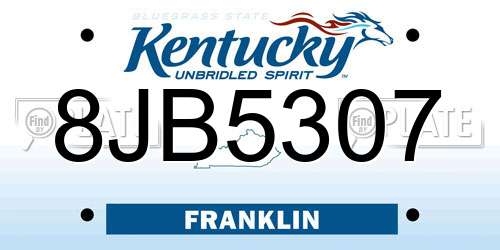 8JB5307 Kentucky License Plate
