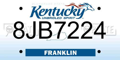 8JB7224 Kentucky License Plate