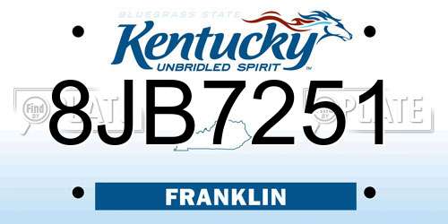 8JB7251 Kentucky License Plate