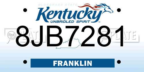 8JB7281 Kentucky License Plate