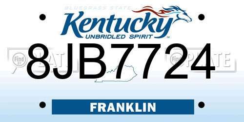 8JB7724 Kentucky License Plate