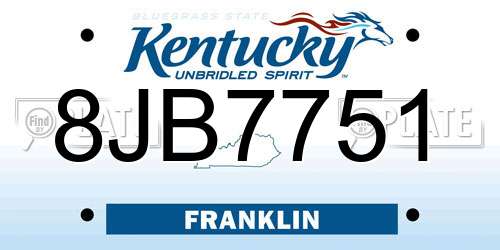 8JB7751 Kentucky License Plate