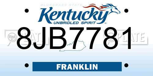 8JB7781 Kentucky License Plate