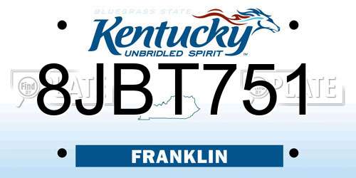 8JBT751 Kentucky License Plate