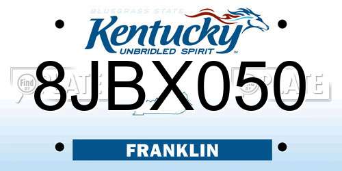 8JBX050 Kentucky License Plate