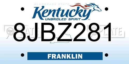 8JBZ281 Kentucky License Plate
