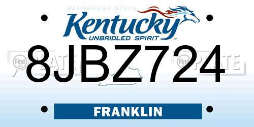 8JBZ724 Kentucky License Plate
