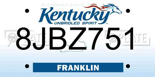 8JBZ751 Kentucky License Plate