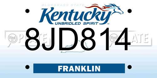 8JD814 Kentucky License Plate
