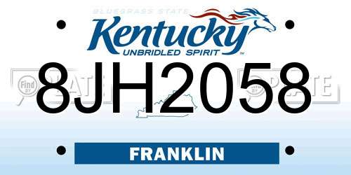 8JH2058 Kentucky License Plate