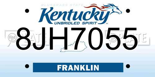 8JH7055 Kentucky License Plate
