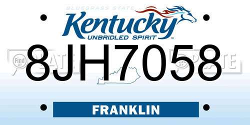 8JH7058 Kentucky License Plate