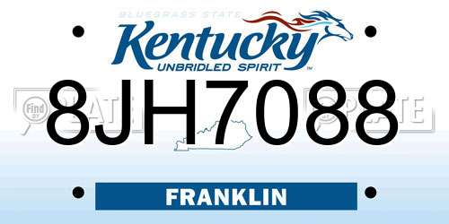 8JH7088 Kentucky License Plate