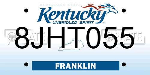 8JHT055 Kentucky License Plate