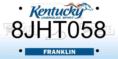 8JHT058 Kentucky License Plate