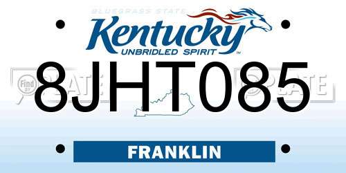 8JHT085 Kentucky License Plate