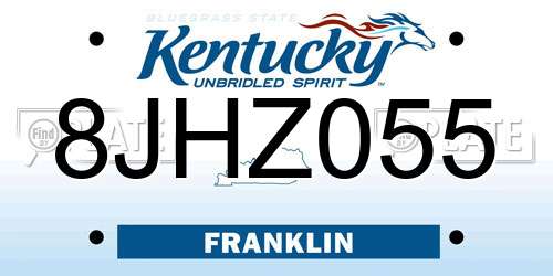 8JHZ055 Kentucky License Plate