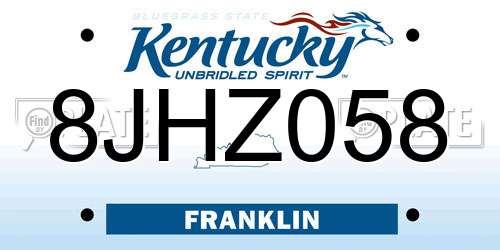8JHZ058 Kentucky License Plate