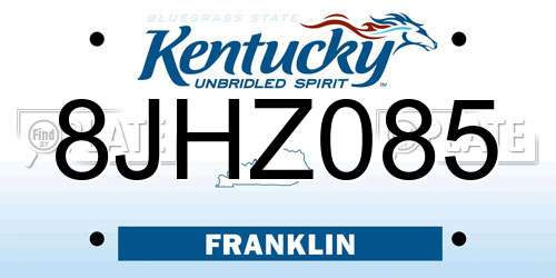 8JHZ085 Kentucky License Plate