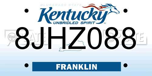 8JHZ088 Kentucky License Plate