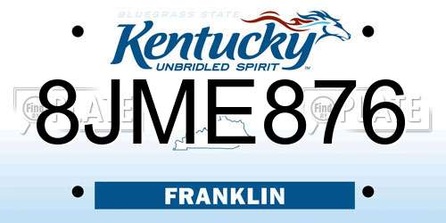 8JME876 Kentucky License Plate