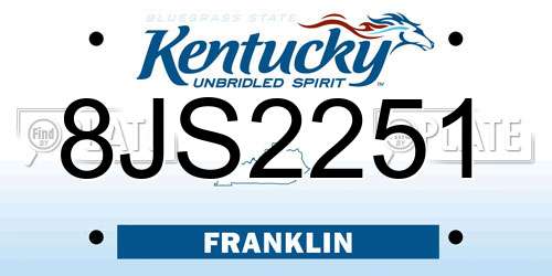 8JS2251 Kentucky License Plate