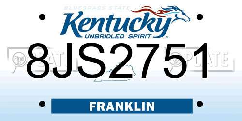8JS2751 Kentucky License Plate