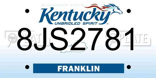 8JS2781 Kentucky License Plate