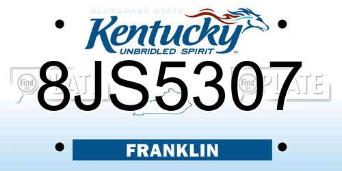 8JS5307 Kentucky License Plate