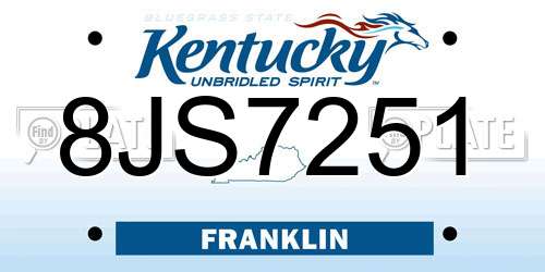 8JS7251 Kentucky License Plate