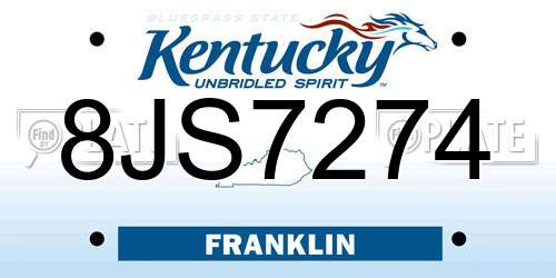 8JS7274 Kentucky License Plate
