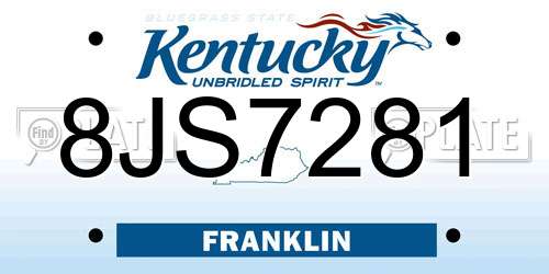 8JS7281 Kentucky License Plate