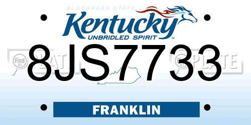 8JS7733 Kentucky License Plate