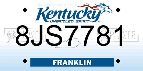 8JS7781 Kentucky License Plate