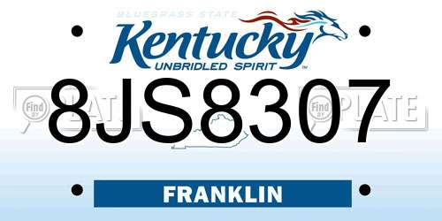 8JS8307 Kentucky License Plate