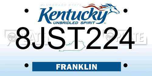 8JST224 Kentucky License Plate