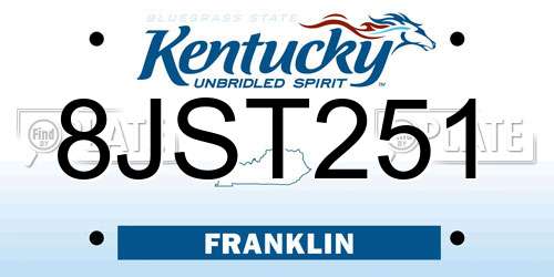 8JST251 Kentucky License Plate