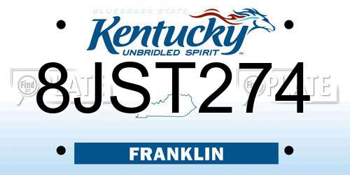 8JST274 Kentucky License Plate