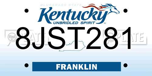 8JST281 Kentucky License Plate