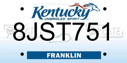 8JST751 Kentucky License Plate
