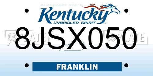 8JSX050 Kentucky License Plate