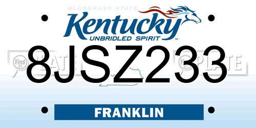 8JSZ233 Kentucky License Plate