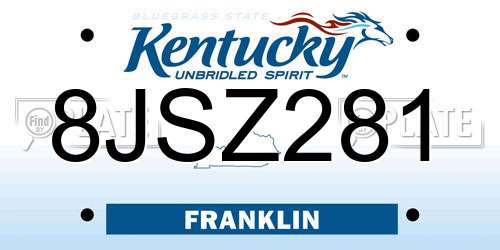 8JSZ281 Kentucky License Plate
