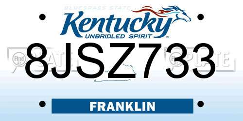 8JSZ733 Kentucky License Plate
