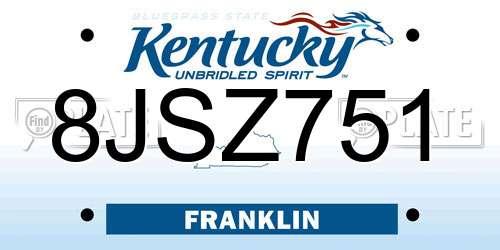 8JSZ751 Kentucky License Plate