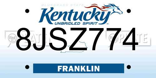 8JSZ774 Kentucky License Plate