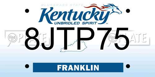 8JTP75 Kentucky License Plate