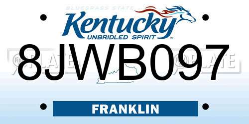 8JWB097 Kentucky License Plate