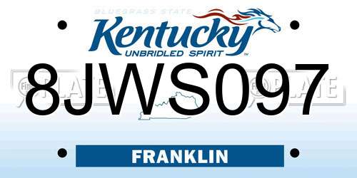 8JWS097 Kentucky License Plate