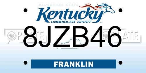 8JZB46 Kentucky License Plate
